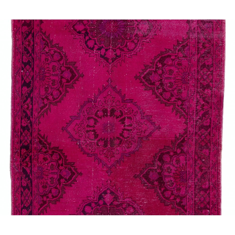 Pink Color Over-dyed Handmade Vintage & Modern Turkish Runner