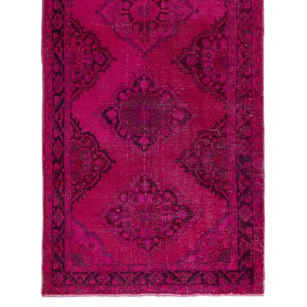 Pink Color Over-dyed Handmade Vintage & Modern Turkish Runner Pink Color Over-dyed Handmade Vintage & Modern Turkish Runner
