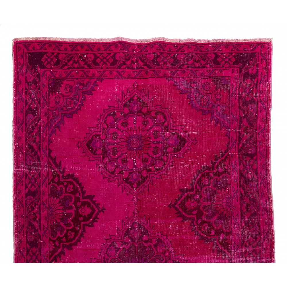 Pink Color Over-dyed Handmade Vintage & Modern Turkish Runner