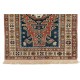 One of a kind Vintage Hand-Knotted Turkish Tribal Medallion Rug in Navy, Rust and Ivory, 100% Wool One of a kind Vintage Hand-Knotted Turkish Tribal Medallion Rug in Navy, Rust and Ivory, 100% Wool