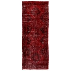 Red Color Over-dyed Handmade Vintage & Modern Turkish Runner