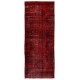 Red Color Over-dyed Handmade Vintage & Modern Turkish Runner