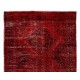 Red Color Over-dyed Handmade Vintage & Modern Turkish Runner