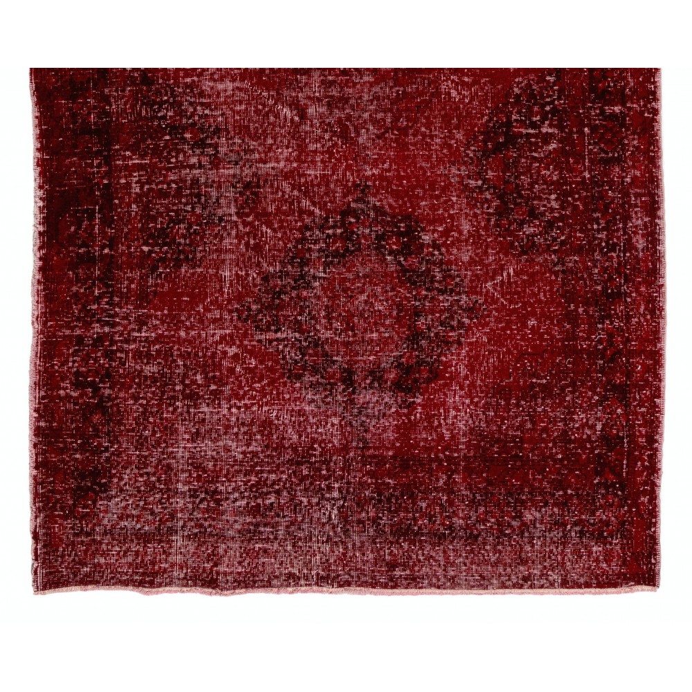 Red Color Over-dyed Handmade Vintage & Modern Turkish Runner