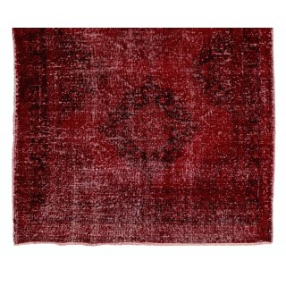 Red Color Over-dyed Handmade Vintage & Modern Turkish Runner