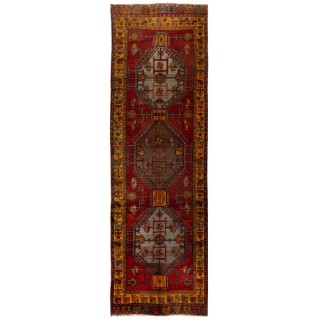 One-of-a-Kind Hand-knotted Vintage Wool Turkish Village Runner Rug