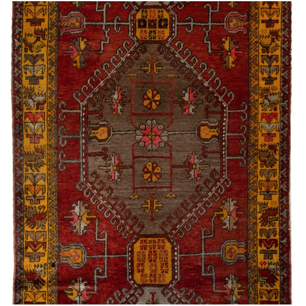 One-of-a-Kind Hand-knotted Vintage Wool Turkish Village Runner Rug