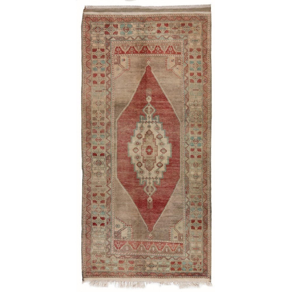 Hand-Knotted Vintage Anatolian Area Rug with Tribal Style, circa 1960