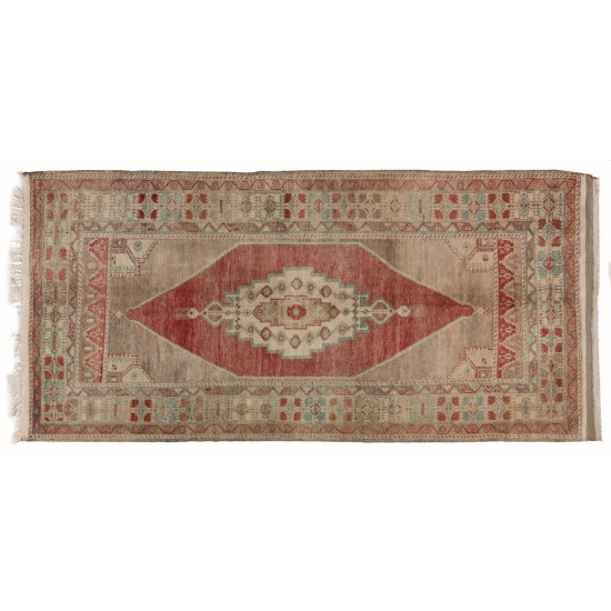 Hand-Knotted Vintage Anatolian Area Rug with Tribal Style, circa 1960