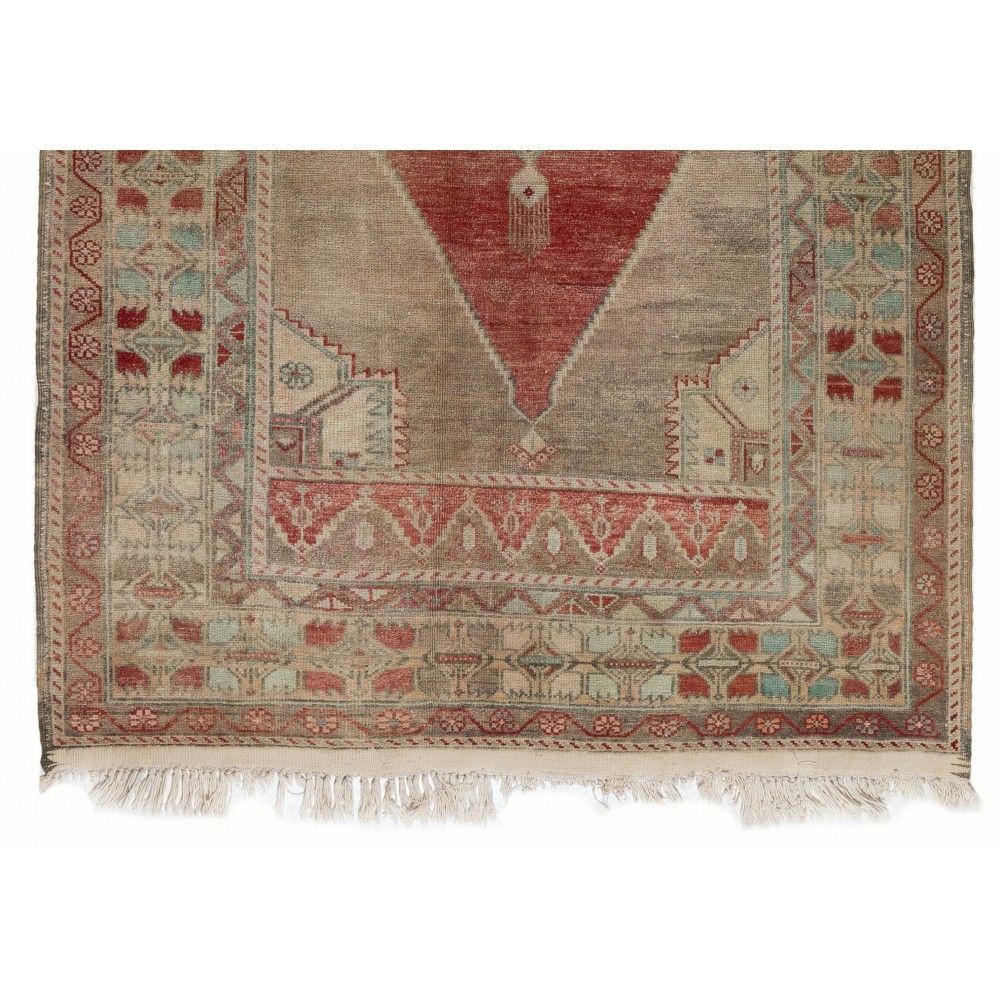 Hand-Knotted Vintage Anatolian Area Rug with Tribal Style, circa 1960, 100% Wool