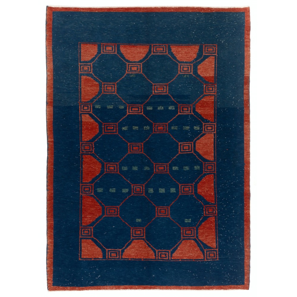 Modern Geometric Area Rug. Contemporary Hand-knotted Wool Carpet