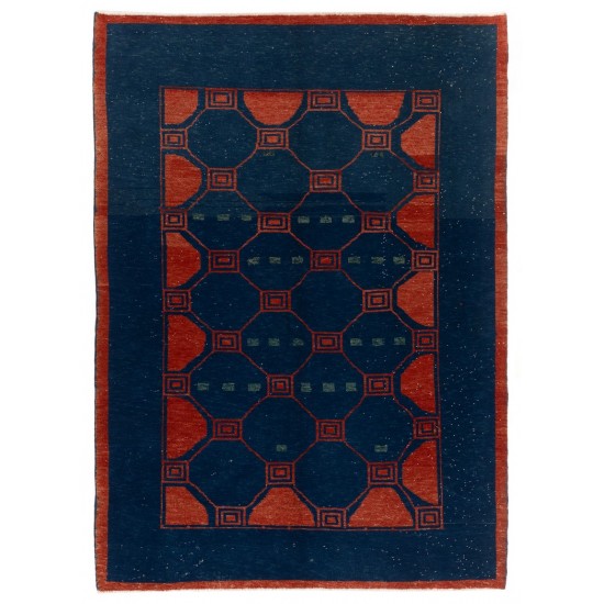 Modern Geometric Rug. Contemporary Hand-knotted Wool Carpet