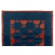 Modern Geometric Rug in Navy Blue and Red Colors, Hand-knotted Turkish Carpet, 100% Wool Modern Geometric Rug in Navy Blue and Red Colors, Hand-knotted Turkish Carpet, 100% Wool