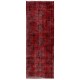 Hand-Knotted Vintage Anatolian Runner Rug Over-Dyed in Red for Hallway Decor