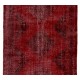 Hand-Knotted Vintage Anatolian Runner Rug Over-Dyed in Red for Hallway Decor
