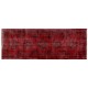 Hand-Knotted Vintage Anatolian Runner Rug Over-Dyed in Red for Hallway Decor