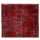 Hand-Knotted Vintage Anatolian Runner Rug Over-Dyed in Red for Hallway Decor