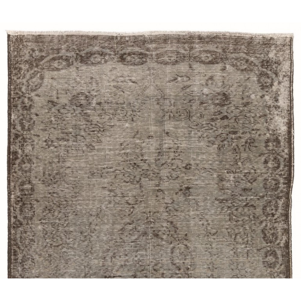 Gray Color Overdyed Distressed Handmade Vintage Turkish Rug