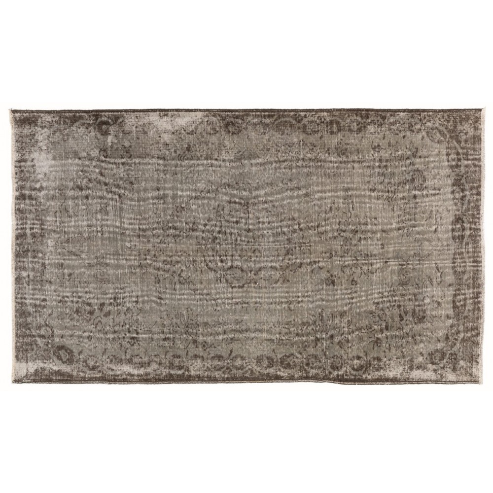 Gray Color Overdyed Distressed Handmade Vintage Turkish Rug