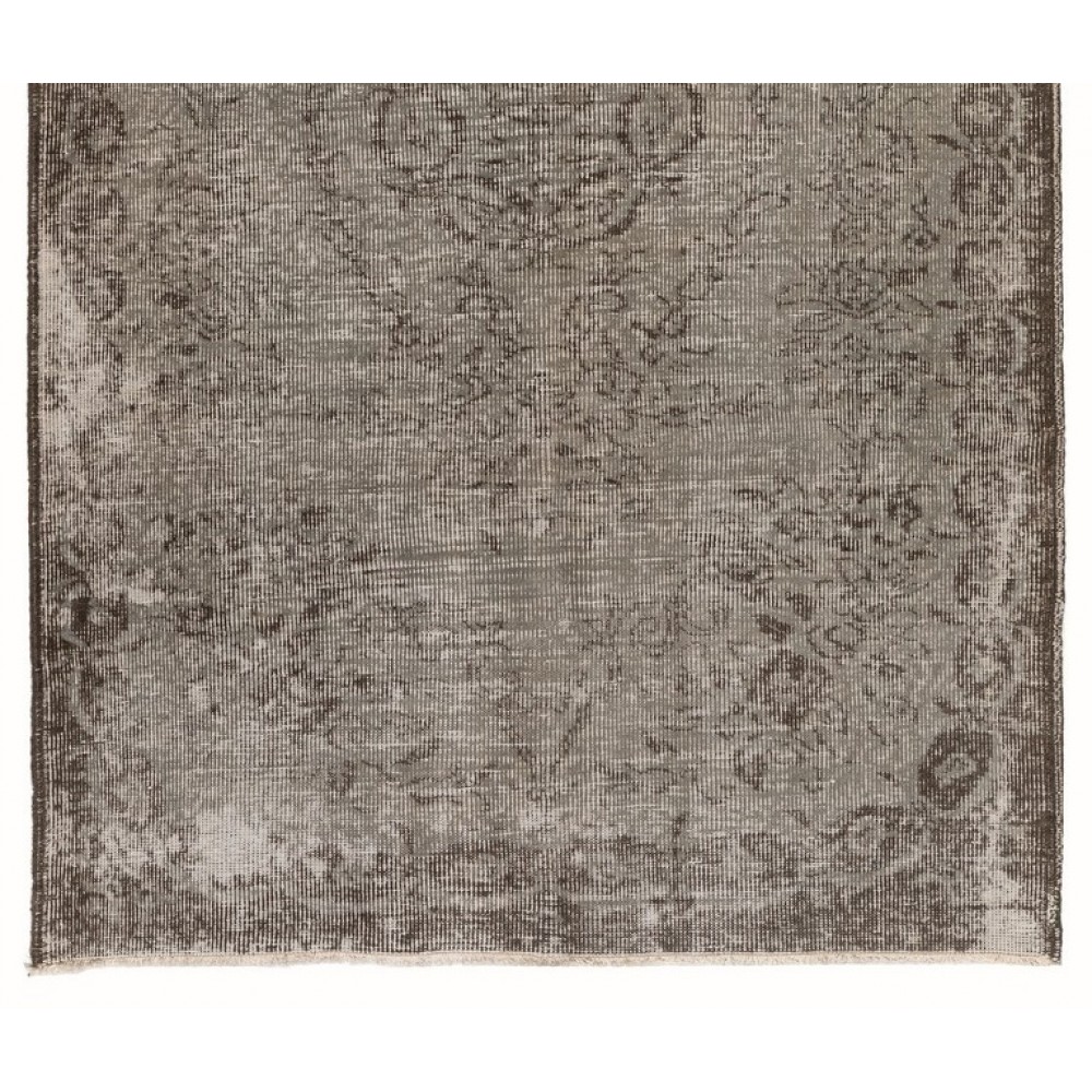 Gray Color Overdyed Distressed Handmade Vintage Turkish Rug