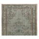 Vintage Rug Re-Dyed in Light Blue Color for Modern Interiors, Hand-Knotted in Turkey