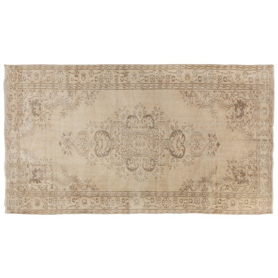 Hand-knotted Vintage Turkish Area Rug with Medallion Design in Neutral Colors