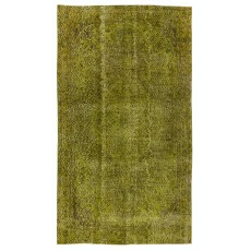 Handmade Upcycled Turkish Rug ReDyed in Light Green for Modern Interiors