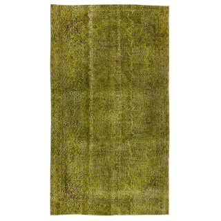 Handmade Upcycled Turkish Rug ReDyed in Light Green for Modern Interiors