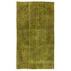 Handmade Upcycled Turkish Rug ReDyed in Light Green for Modern Interiors