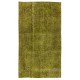 Handmade 1960s Turkish Rug ReDyed in Light Green for Modern Interiors