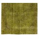 Handmade 1960s Turkish Rug ReDyed in Light Green for Modern Interiors