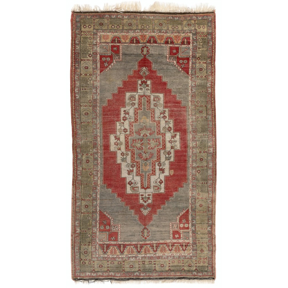 Mid-Century Handmade Anatolian Area Rug with Tribal Style, circa 1950