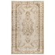 Hand-knotted Vintage Medallion Design Turkish Rug in Neutral Colors