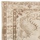 Hand-knotted Vintage Medallion Design Turkish Rug in Neutral Colors