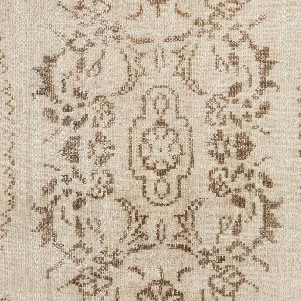 Hand-knotted Vintage Medallion Design Turkish Rug in Neutral Colors