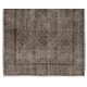 Floral Design, Gray Color OVERDYED Handmade Vintage Turkish Rug	