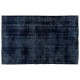 Plain Solid Navy Blue Color Vintage Rug. Great 4 Modern Interiors
