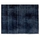 Plain Solid Navy Blue Color Vintage Rug. Great 4 Modern Interiors