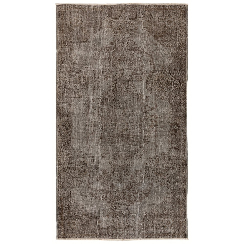 Vintage Handmade Turkish Rug Over-dyed in Gray for Modern Interiors