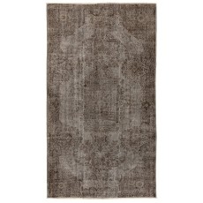 Vintage Handmade Turkish Rug Over-dyed in Gray for Modern Interiors