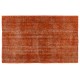 Distressed Vintage Handmade Turkish Rug Over-dyed in Orange Color