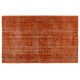 Distressed Vintage Handmade Turkish Rug Over-dyed in Orange Color