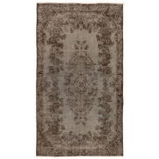 Gray Color Overdyed Handmade Vintage Turkish Rug