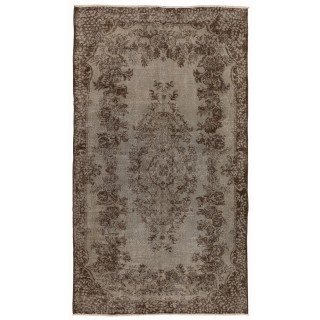 Gray Color Overdyed Handmade Vintage Turkish Rug