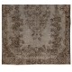 Gray Color Overdyed Handmade Vintage Turkish Rug