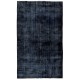 Vintage Minimalist Distressed Handmade Wool Rug Overdyed in Navy Blue
