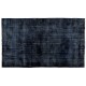 Vintage Minimalist Distressed Handmade Wool Rug Overdyed in Navy Blue