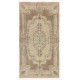 Aubusson Inspired Vintage Handmade Turkish Rug in Peach, Pale Yellow