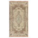 Aubusson Inspired Vintage Handmade Turkish Rug in Peach, Pale Yellow