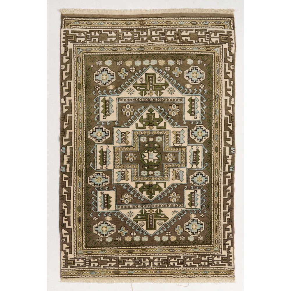New Handmade Central Anatolian Wool Rug with Geometric Patterns